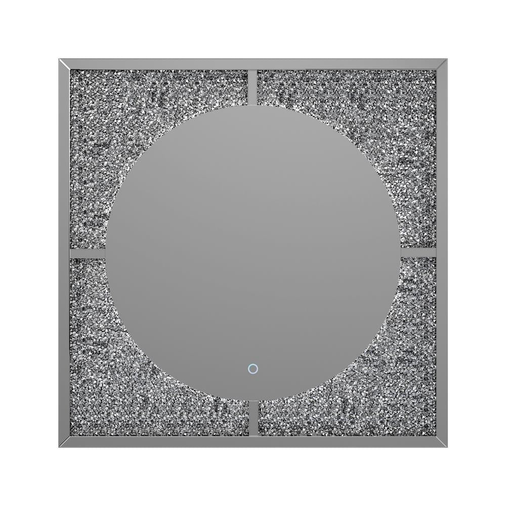 Theresa LED Wall Mirror Silver and Black Theresa LED Wall Mirror Silver and Black Half Price Furniture