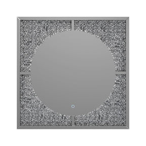 Theresa LED Wall Mirror Silver and Black - Mirror - Half Price Furniture