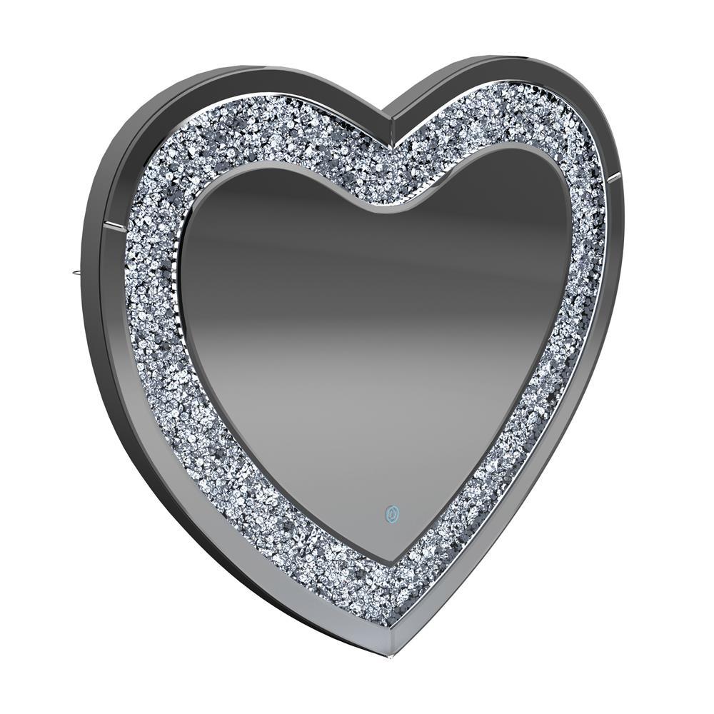 Aiko Heart Shape Wall Mirror Silver - Half Price Furniture