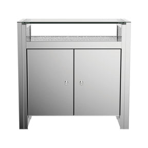 Betsey 2-door Accent Cabinet Clear Mirror and Silver  Half Price Furniture