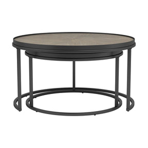 Rodrigo 2-piece Round Nesting Tables Weathered Elm - Half Price Furniture