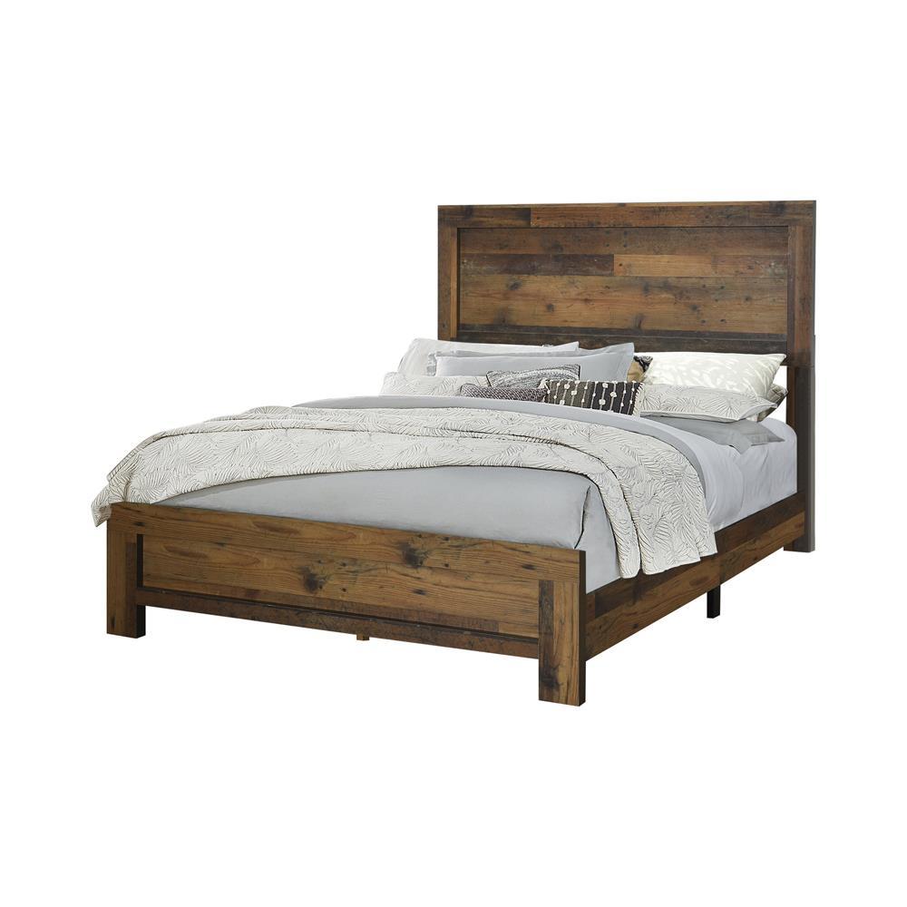 Sidney Queen Panel Bed Rustic Pine  Half Price Furniture