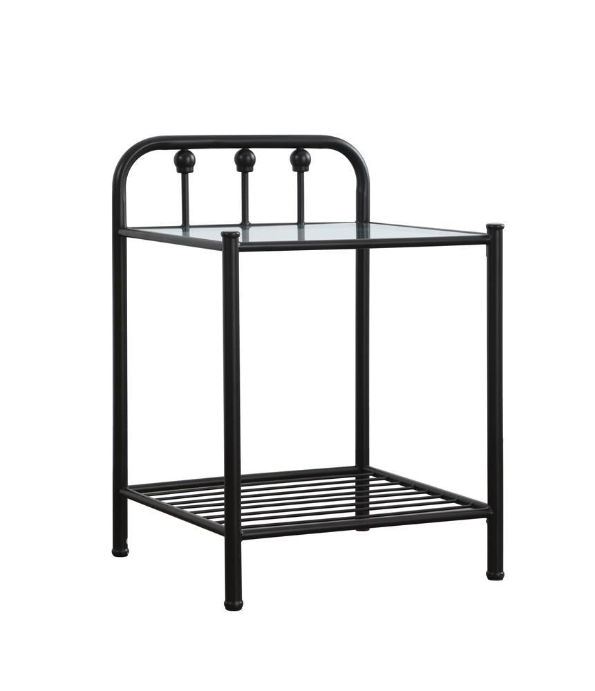 Livingston 1-shelf Nightstand with Glass Top Dark Bronze  Half Price Furniture