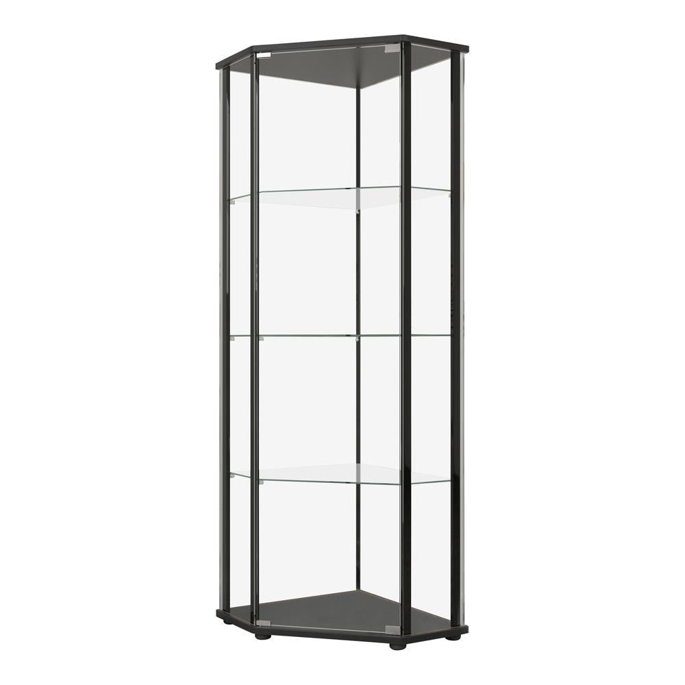 Zenobia Glass Shelf Curio Cabinet Clear and Black  Half Price Furniture