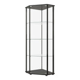 Zenobia Glass Shelf Curio Cabinet Clear and Black Half Price Furniture