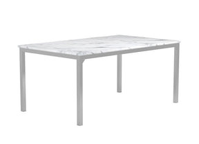 Athena Rectangle Dining Table with Marble Top Chrome Half Price Furniture