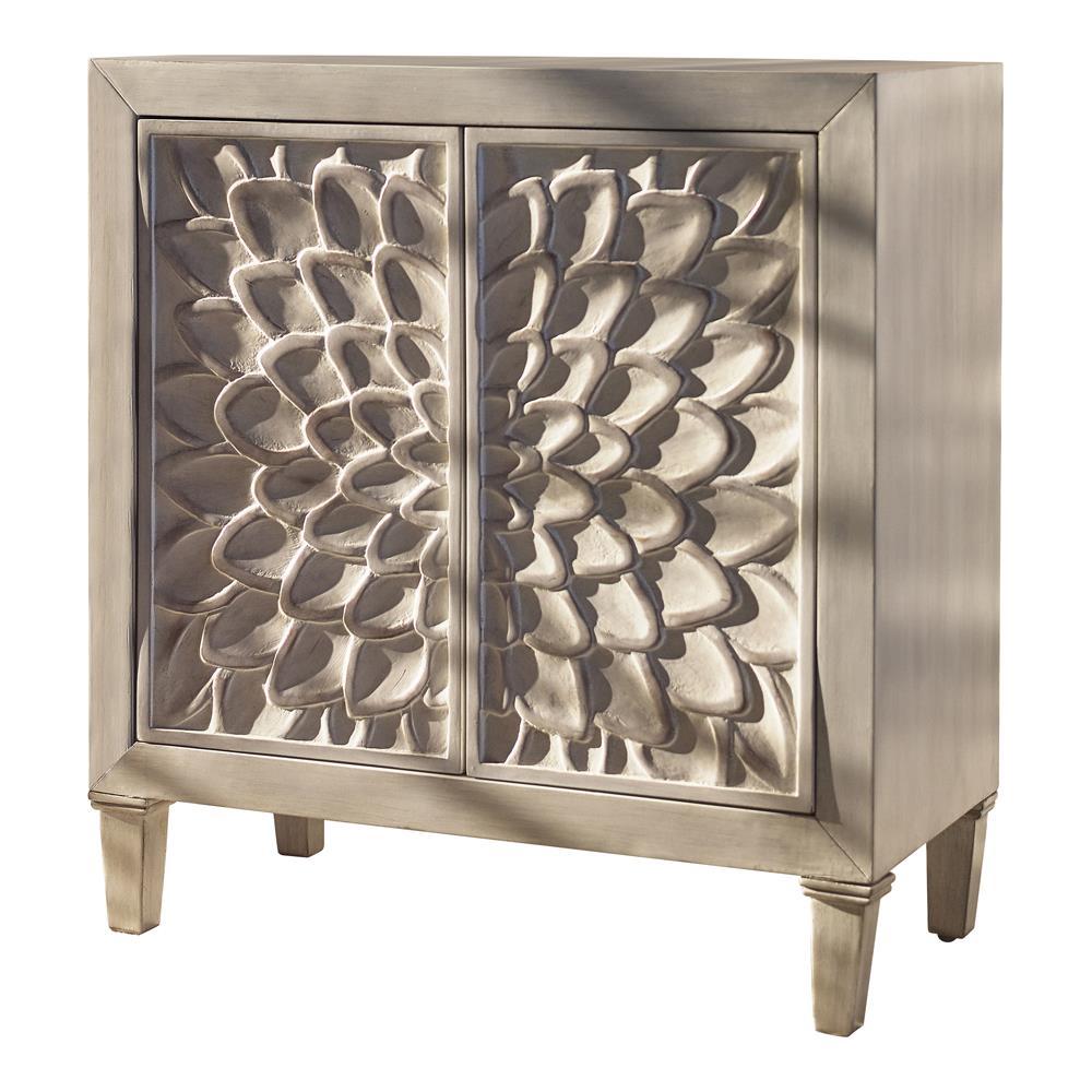 Clarkia Accent Cabinet with Floral Carved Door White - Half Price Furniture