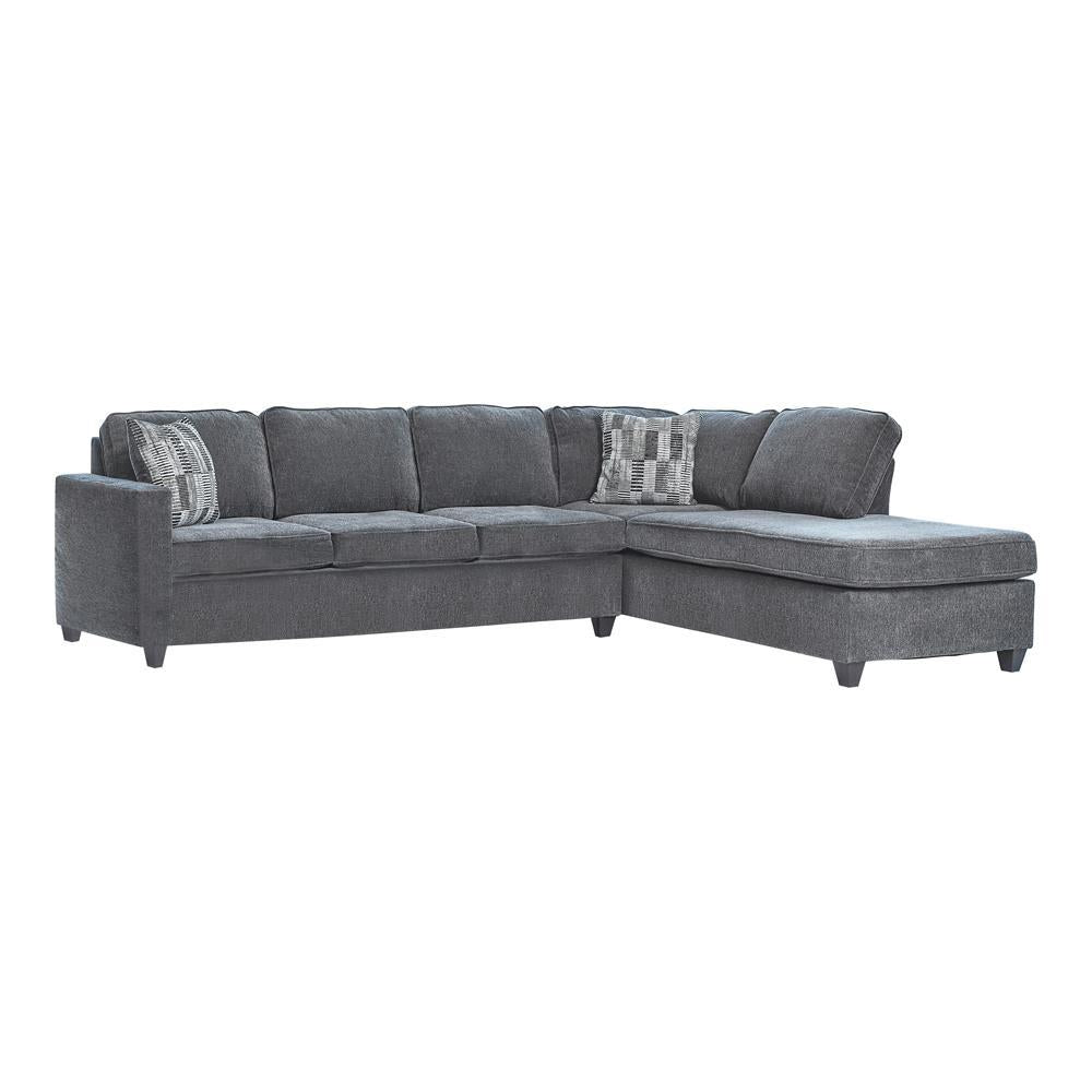 Mccord 2-piece Cushion Back Sectional Dark Grey Mccord 2-piece Cushion Back Sectional Dark Grey Half Price Furniture