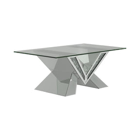 Taffeta V-shaped Coffee Table with Glass Top Silver - Coffee Table - Half Price Furniture