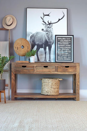 Esther 3-drawer Storage Console Table Natural Sheesham Half Price Furniture