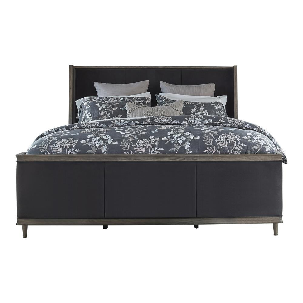 Alderwood California King Upholstered Panel Bed Charcoal Grey - Half Price Furniture