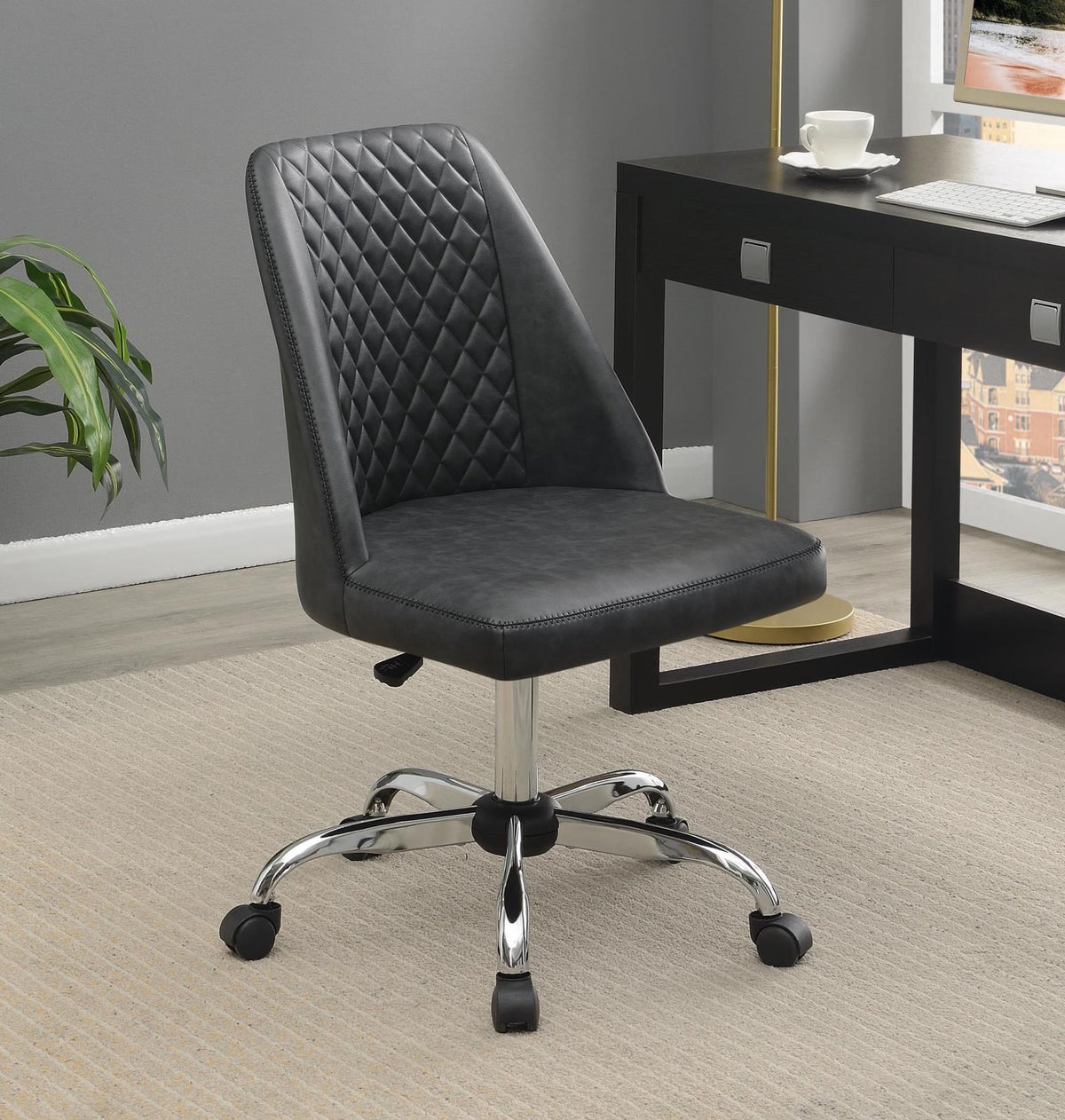 Althea Upholstered Tufted Back Office Chair Grey and Chrome - Office Chair - Half Price Furniture