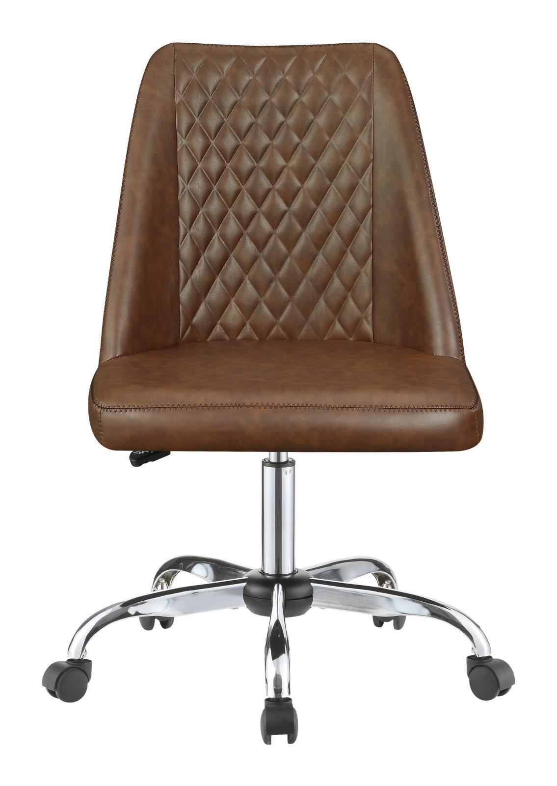 Althea Upholstered Tufted Back Office Chair Brown and Chrome - Half Price Furniture