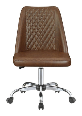 Althea Upholstered Tufted Back Office Chair Brown and Chrome Half Price Furniture