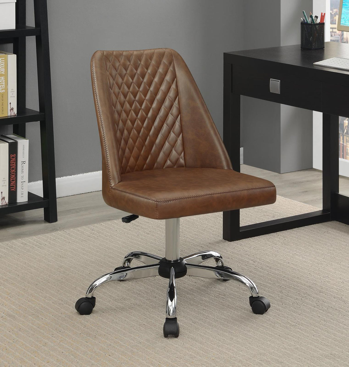 Althea Upholstered Tufted Back Office Chair Brown and Chrome Half Price Furniture
