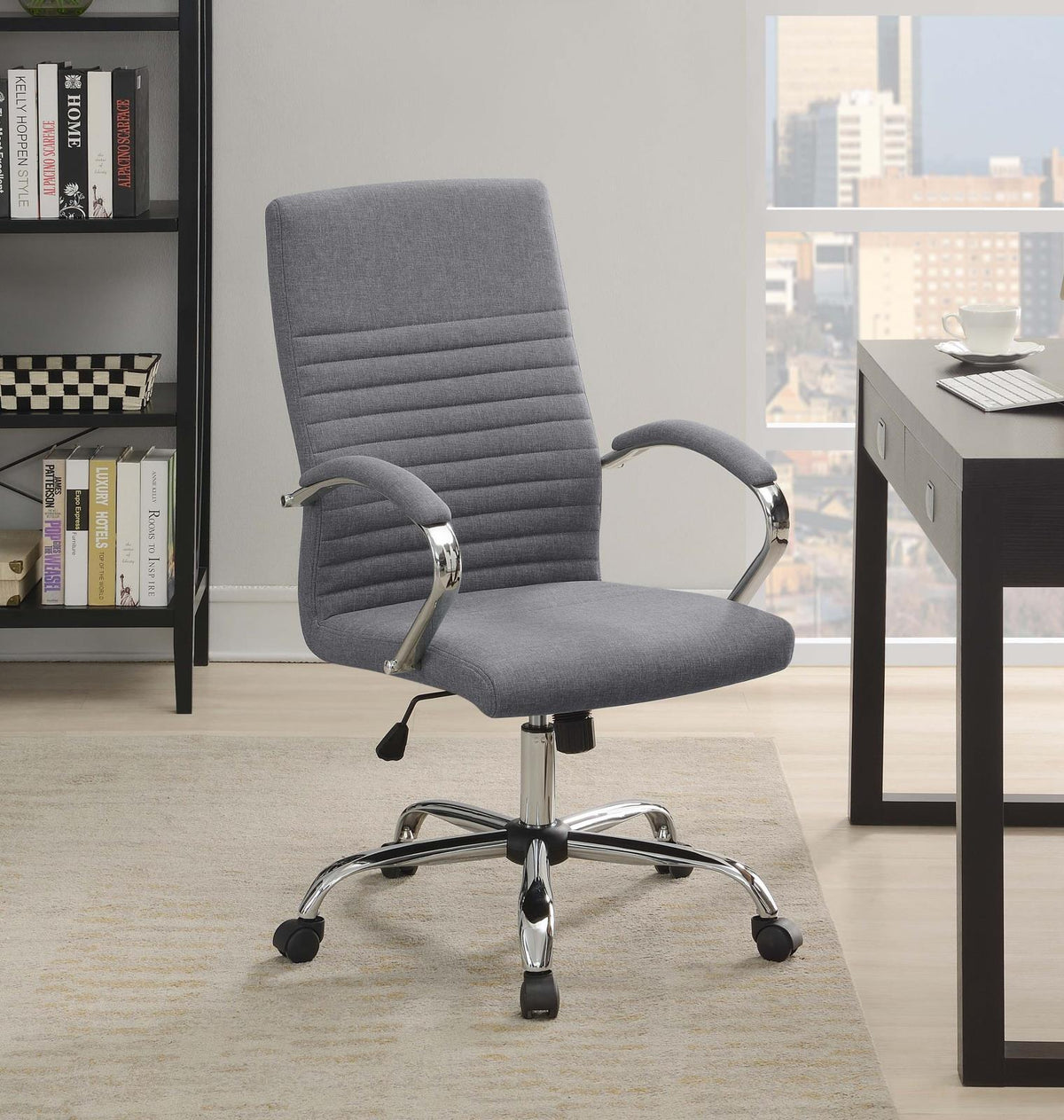 Abisko Upholstered Office Chair with Casters Grey and Chrome - Office Chair - Half Price Furniture