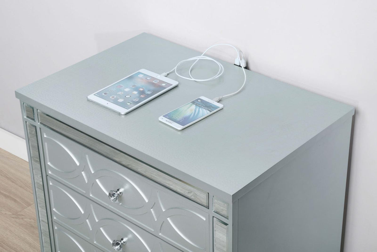 Gunnison 2-drawer Nightstand Silver Metallic - Nightstand - Half Price Furniture