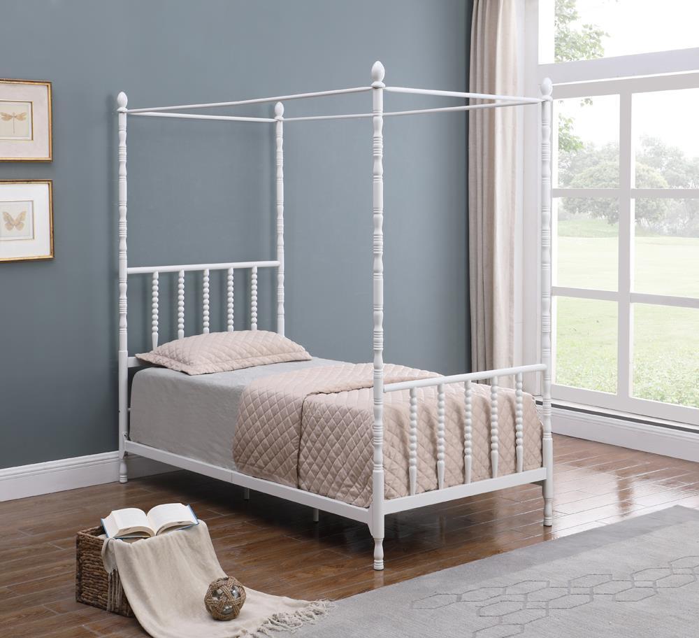 Betony Twin Canopy Bed White  Las Vegas Furniture Stores