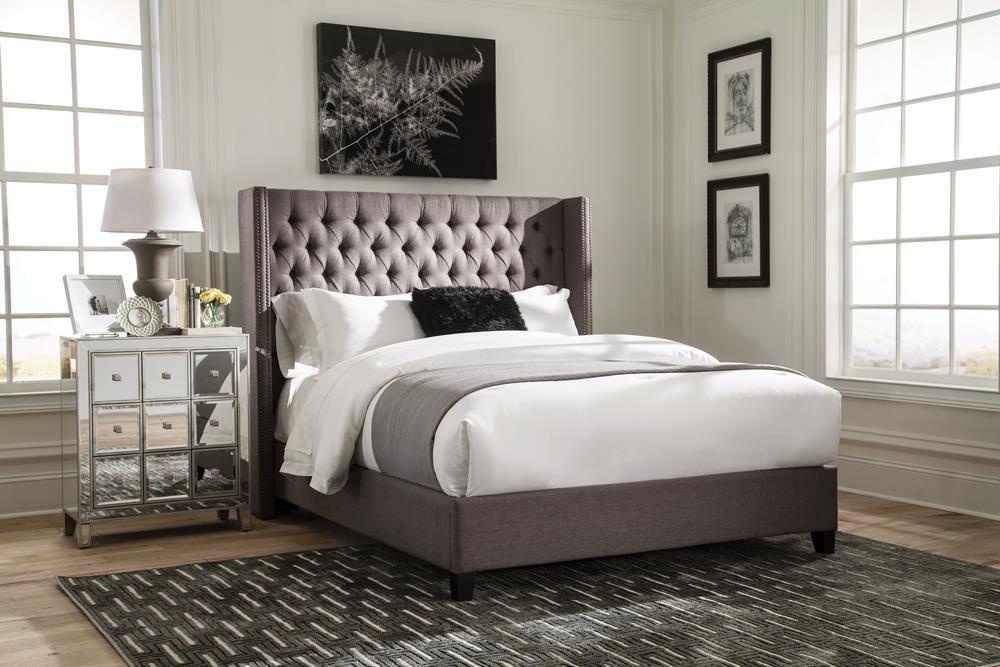 Bancroft Demi-wing Upholstered Full Bed Grey - Half Price Furniture