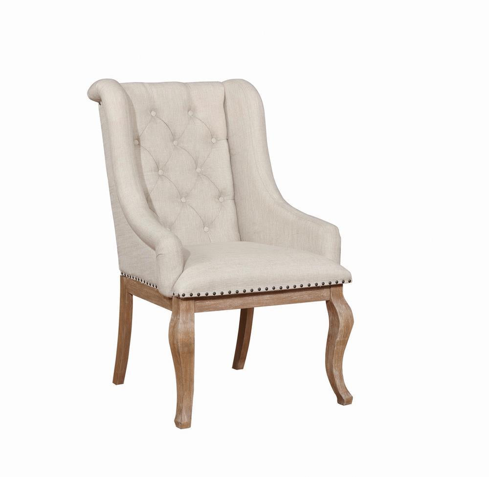 Brockway Tufted Arm Chairs Cream and Barley Brown (Set of 2) - Half Price Furniture
