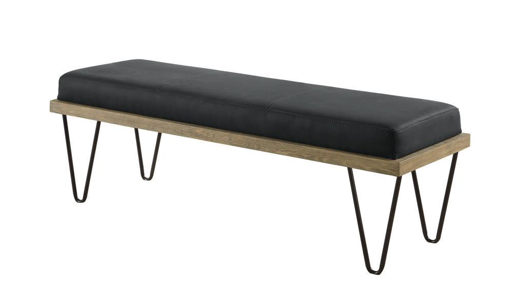 Chad Upholstered Bench with Hairpin Legs Dark Blue - Bench - Half Price Furniture