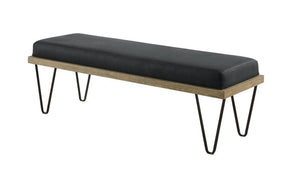 Chad Upholstered Bench with Hairpin Legs Dark Blue - Bench - Half Price Furniture