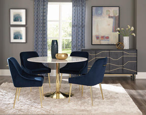 Kella Round Marble Top Dining Table White and Gold Half Price Furniture