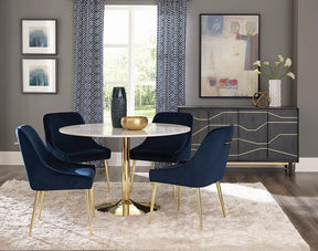 Kella Round Marble Top Dining Table White and Gold Half Price Furniture