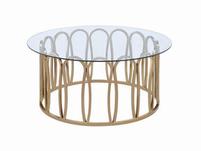 Monett Round Coffee Table Chocolate Chrome and Clear - Half Price Furniture