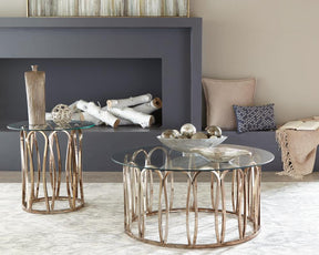 Monett Round Coffee Table Chocolate Chrome and Clear - Half Price Furniture