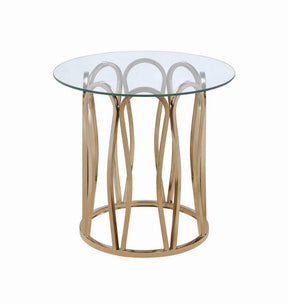 Monett Round End Table Chocolate Chrome and Clear - End Table - Half Price Furniture