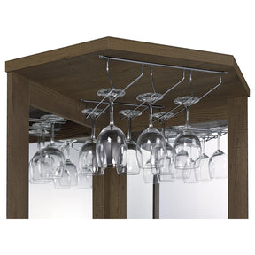 Alviso Corner Bar Cabinet with Stemware Rack Rustic Oak - Wine Cabintet - Half Price Furniture