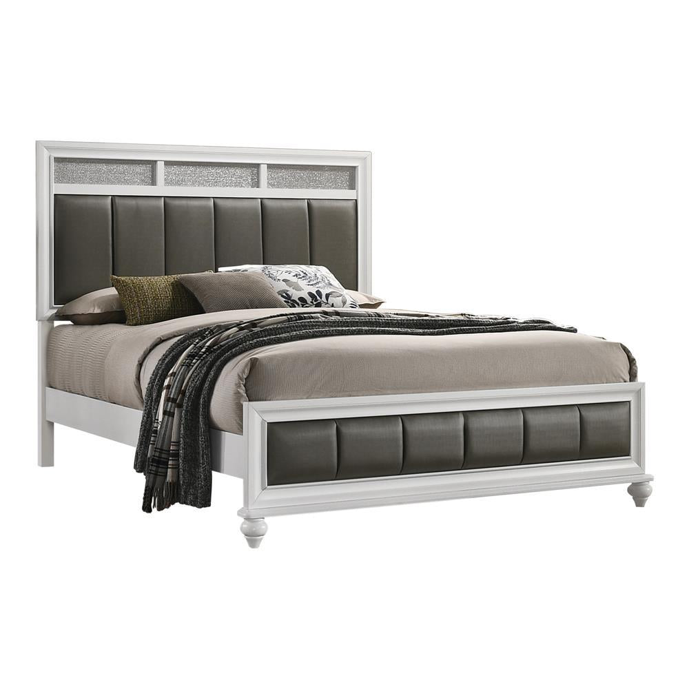 Barzini Eastern King Upholstered Panel Bed White Barzini Eastern King Upholstered Panel Bed White Half Price Furniture