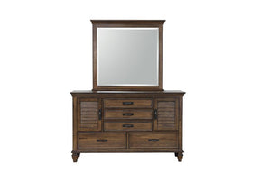 Franco 5-drawer Dresser with 2 Louvered Doors Burnished Oak - Dresser - Half Price Furniture