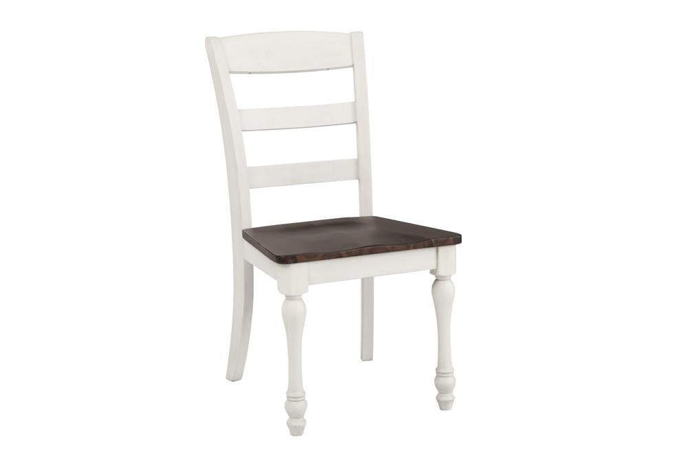Madelyn Ladder Back Side Chairs Dark Cocoa and Coastal White (Set of 2)  Half Price Furniture