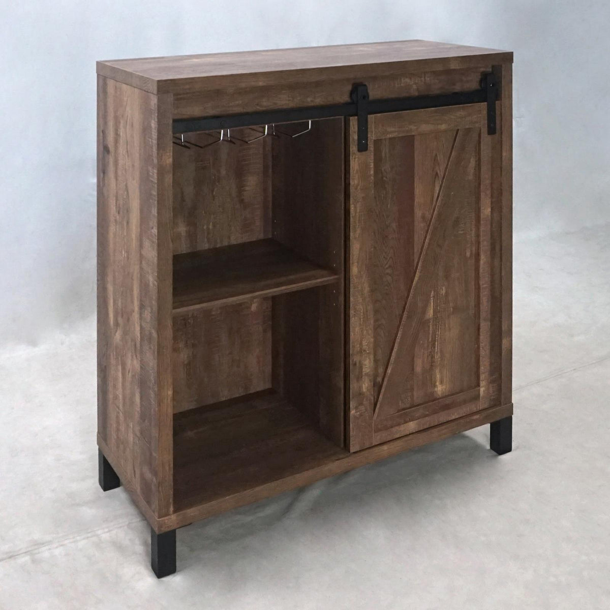 Arlington Bar Cabinet with Sliding Door Rustic Oak - Half Price Furniture