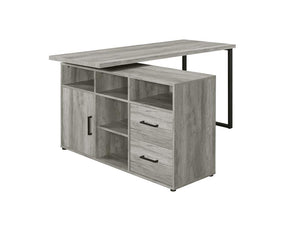 Hertford L-shape Office Desk with Storage Grey Driftwood - Desk - Half Price Furniture