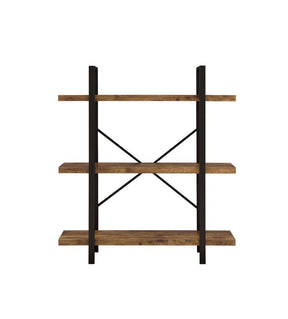Cole 3-Shelf Bookcase Antique Nutmeg and Black - Bookcase - Half Price Furniture