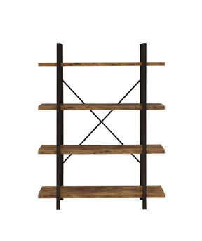 Cole 4-Shelf Bookcase Antique Nutmeg and Black - Half Price Furniture