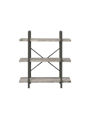 Cole 3-Shelf Bookcase Grey Driftwood and Gunmetal - Bookcase - Half Price Furniture