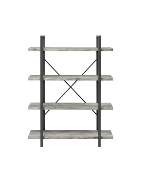 Cole 4-Shelf Bookcase Grey Driftwood and Gunmetal - Half Price Furniture