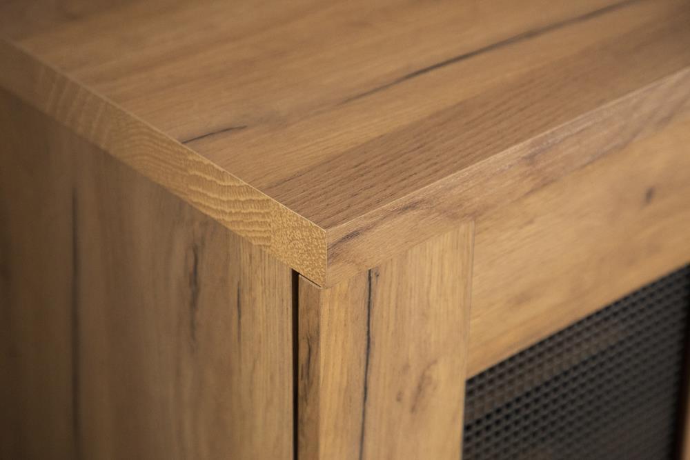 Bristol Metal Mesh Door Accent Cabinet Golden Oak  Half Price Furniture