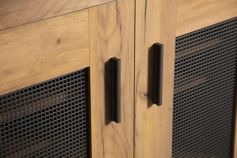 Bristol Metal Mesh Door Accent Cabinet Golden Oak - Half Price Furniture