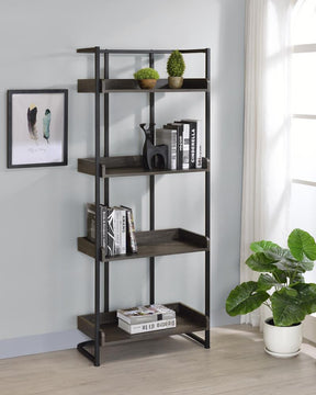 Ember 4-shelf Bookcase Dark Oak and Sandy Black - Bookcase - Half Price Furniture