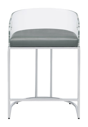 Thermosolis Acrylic Back Counter Height Stools Grey and Chrome (Set of 2) - Half Price Furniture