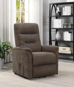 Henrietta Power Lift Recliner with Storage Pocket Brown Henrietta Power Lift Recliner with Storage Pocket Brown Half Price Furniture