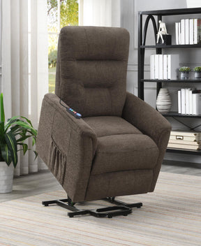 Henrietta Power Lift Recliner with Storage Pocket Brown - Half Price Furniture