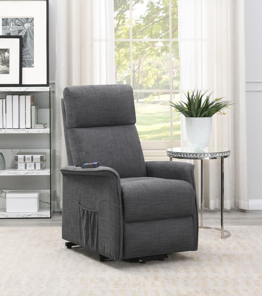 Herrera Power Lift Recliner with Wired Remote Charcoal  Las Vegas Furniture Stores