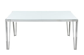 Pauline Rectangular Dining Table with Metal Leg White and Chrome - Dining Table - Half Price Furniture