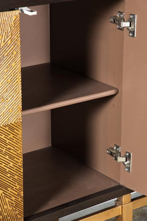 Zira Sunburst 2-door Accent Cabinet Brown and Antique Gold - Accent Cabinet - Half Price Furniture